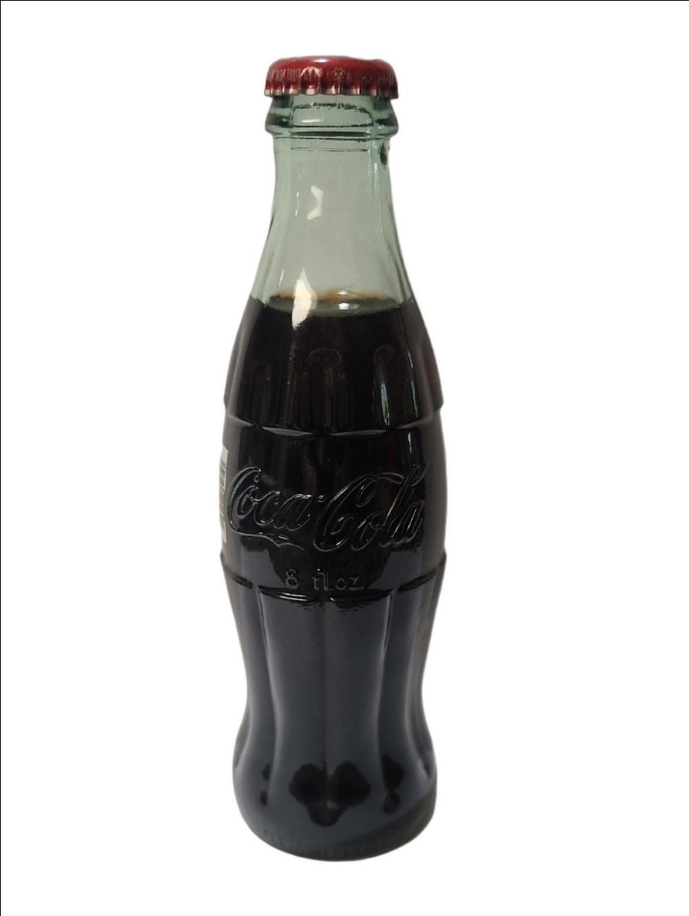 Coca-Cola Glass Bottle, Red Cap and Green-Tinted Glass Atlanta 64 GA On Bottom